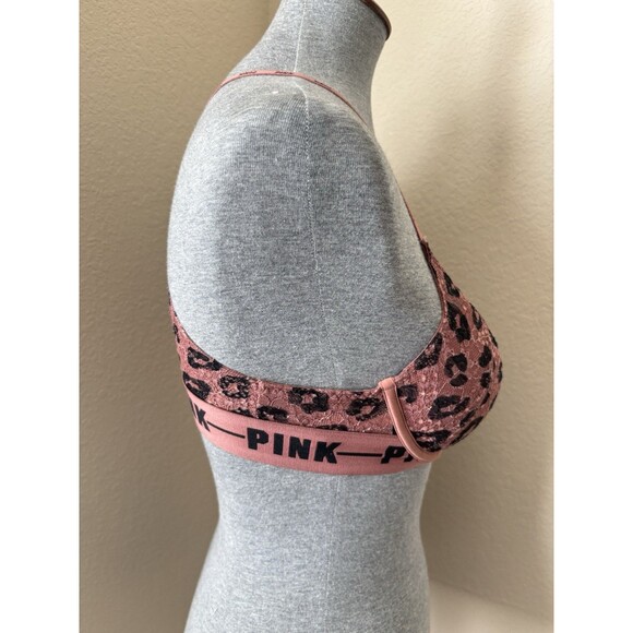 Victoria's Secret Pink Size 34B Leopard Print Push-Up Racerback Underwire Bra - Picture 4 of 8